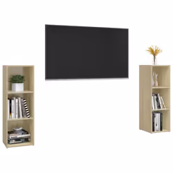 vidaXL 2x TV Cabinets Sonoma Oak Chipboard Sideboard Furniture Living Room