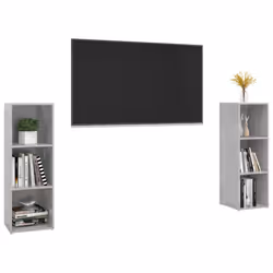 vidaXL 2x TV Cabinets Chipboard Room TV Stand Unit Multi Colours Multi Sizes - concrete grey