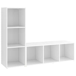 vidaXL 2x TV Cabinets Engineered Wood Sideboard Stereo Cabinet - white