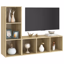 vidaXL 2x TV Cabinets Sonoma Oak Chipboard Sideboard Furniture Living Room