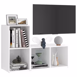 vidaXL 2x TV Cabinets White Chipboard Sideboard TV Unit Furniture Living Room - Additional view 2