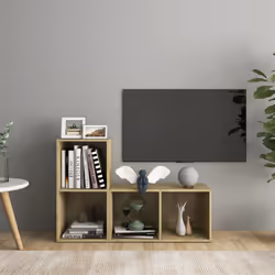 vidaXL 2x TV Cabinets Sonoma Oak Engineered Wood Sideboard Stereo Cabinet