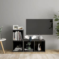 vidaXL 2x TV Cabinets High Gloss Grey Engineered Wood Hanging TV Unit Cabinet