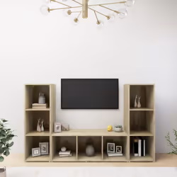 vidaXL 3x TV Cabinets Sonoma Oak Chipboard Home Furniture TV Stand Cabinet