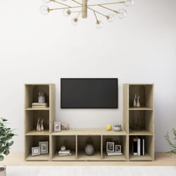 vidaXL 3x TV Cabinets Sonoma Oak Chipboard Home Furniture TV Stand Cabinet