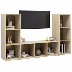 vidaXL 3x TV Cabinets Sonoma Oak Chipboard Home Furniture TV Stand Cabinet