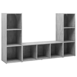 vidaXL 3x TV Cabinet TV Stand Plasma Cabinet Lowboard Chipboard Multi Colours - concrete grey