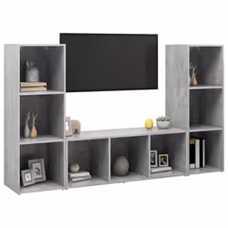 vidaXL 3x TV Cabinet TV Stand Plasma Cabinet Lowboard Chipboard Multi Colours - concrete grey