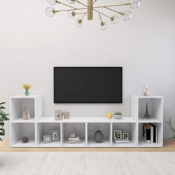 vidaXL 4x TV Cabinets White Chipboard Home Furniture TV Stand Cabinet Unit