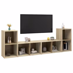 vidaXL 4x TV Cabinets Sonoma Oak Chipboard Home Furniture TV Stand Cabinet