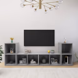 vidaXL 4x TV Cabinets Concrete Grey Chipboard Home Furniture TV Stand Unit