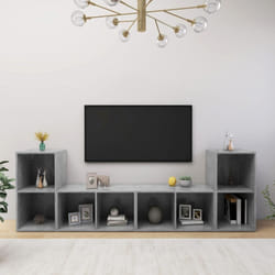 vidaXL 4x TV Cabinets Concrete Grey Chipboard Home Furniture TV Stand Unit