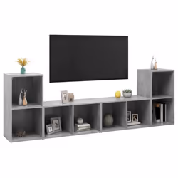 vidaXL 4x TV Cabinets Concrete Grey Chipboard Home Furniture TV Stand Unit