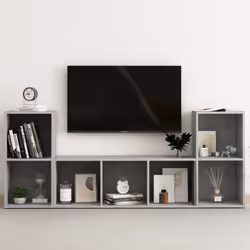 vidaXL TV Cabinet Set 3 Piece Concrete Grey Chipboard Home Furniture TV Stand