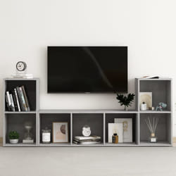 vidaXL TV Cabinet Set 3 Piece Concrete Grey Chipboard Home Furniture TV Stand