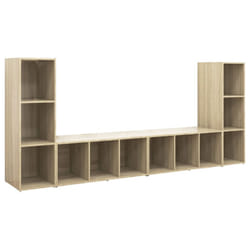 vidaXL 4x TV Cabinet TV Stand Plasma Cabinet Lowboard Chipboard Multi Colours - sonoma oak