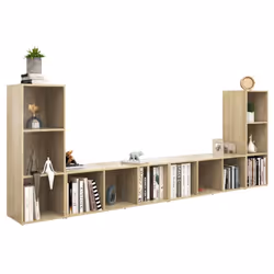 vidaXL 4x TV Cabinet TV Stand Plasma Cabinet Lowboard Chipboard Multi Colours - sonoma oak