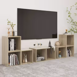 vidaXL TV Cabinet Set 6 Piece Sonoma Oak Engineered Wood TV Unit Hifi Cabinet