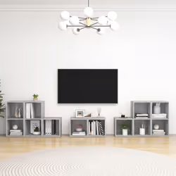 vidaXL TV Cabinet Set 8 Piece Concrete Grey Chipboard Lowboard Living Room