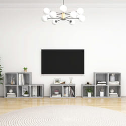vidaXL TV Cabinet Set 8 Piece Concrete Grey Chipboard Lowboard Living Room