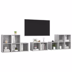 vidaXL TV Cabinet Set 8 Piece Concrete Grey Chipboard Lowboard Living Room
