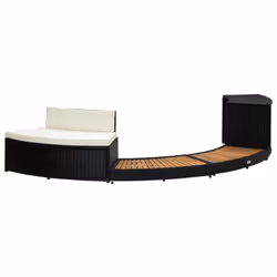 vidaXL Solid Acacia Wood Spa Surround Black Poly Rattan Spa Steps Enclosure