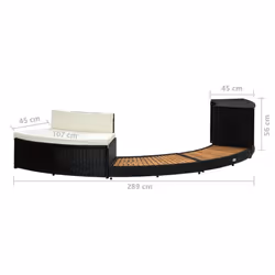 vidaXL Solid Acacia Wood Spa Surround Black Poly Rattan Spa Steps Enclosure