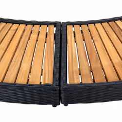 vidaXL Solid Acacia Wood Spa Surround Black Poly Rattan Spa Steps Enclosure - Additional view 6