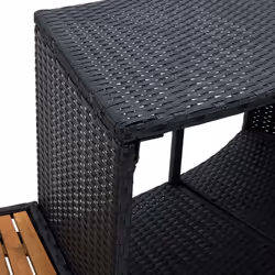 vidaXL Solid Acacia Wood Spa Surround Black Poly Rattan Spa Steps Enclosure - Additional view 7