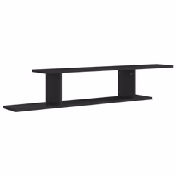 vidaXL Wall-Mounted TV Shelf Black Engineered Wood Hanging Wall Display Shelf