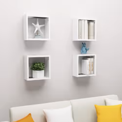 vidaXL 4x Wall Cube Shelves White Storage Wall Hanging Floating Shelf Unit