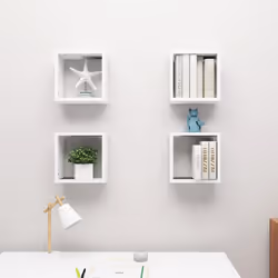 vidaXL 4x Wall Cube Shelves White Storage Wall Hanging Floating Shelf Unit