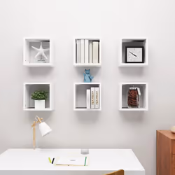 vidaXL 6x Wall Cube Shelves White Storage Wall Hanging Floating Shelf Unit