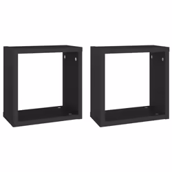 vidaXL 2x Wall Cube Shelves Black Storage Wall Hanging Floating Shelf Unit