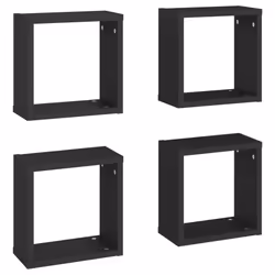 vidaXL 4x Wall Cube Shelves Black Storage Wall Hanging Floating Shelf Unit