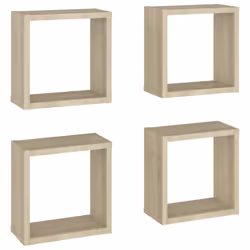 vidaXL 4x Wall Cube Shelves Sonoma Oak Storage Wall Hanging Floating Shelf