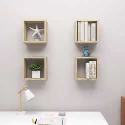 vidaXL 4x Wall Cube Shelves Sonoma Oak Storage Wall Hanging Floating Shelf