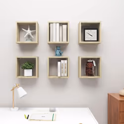 vidaXL Wall Shelves Floating Rack Display Shelf Bookshelf Engineered Wood - sonoma oak