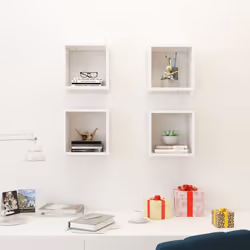 vidaXL 4x Wall Cube Shelves White Storage Wall Hanging Floating Shelf Unit - Additional view 3