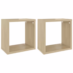 vidaXL 2x Wall Cube Shelves Sonoma Oak Storage Wall Hanging Floating Shelf