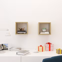 vidaXL 2x Wall Cube Shelves Sonoma Oak Storage Wall Hanging Floating Shelf