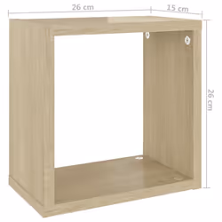 vidaXL 2x Wall Cube Shelves Sonoma Oak Storage Wall Hanging Floating Shelf - Additional view 4