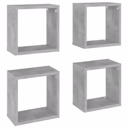 vidaXL 4x Wall Cube Shelves Concrete Grey Storage Wall Hanging Floating Shelf