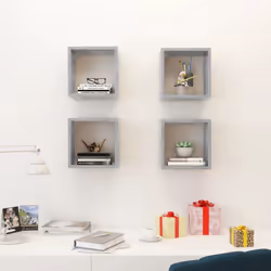 vidaXL 4x Wall Cube Shelves Concrete Grey Storage Wall Hanging Floating Shelf