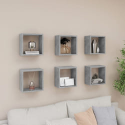 vidaXL 6x Wall Cube Shelves Concrete Grey Storage Wall Hanging Floating Shelf