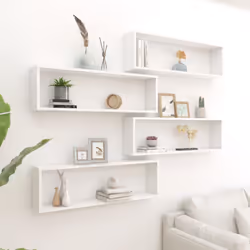 vidaXL 4x Wall Cube Shelf White Engineered Wood Storage Hanging Floating Shelf