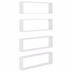 vidaXL 4x Wall Cube Shelf White Engineered Wood Storage Hanging Floating Shelf