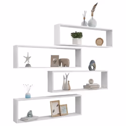 vidaXL 4x Wall Cube Shelf White Engineered Wood Storage Hanging Floating Shelf