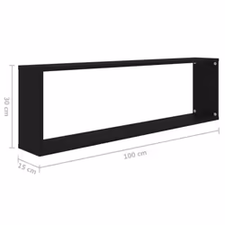 vidaXL 4x Wall Cube Shelf Black Engineered Wood Storage Hanging Floating Shelf - Additional view 9