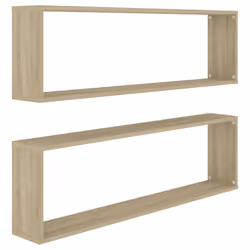 vidaXL 2x Wall Cube Shelf Sonoma Oak Engineered Wood Storage Hanging Rack